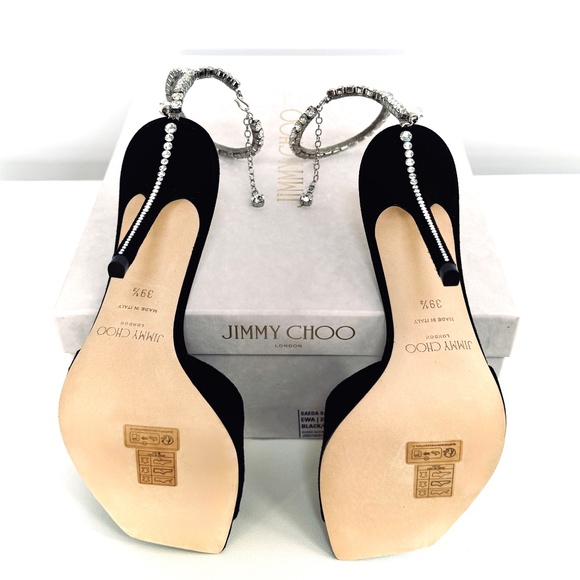 Jimmy Choo 100mm Saeda Suede Stiletto Heel Pumps With Crystals Size US 9.5 - Picture 11 of 11